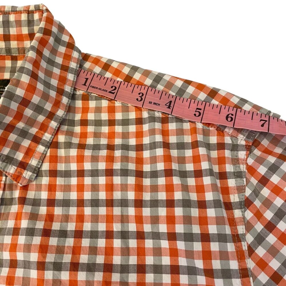 Eddie Bauer Check Shirt Men’s M Short Sleeve Button Down Gray Orange - Picture 11 of 16